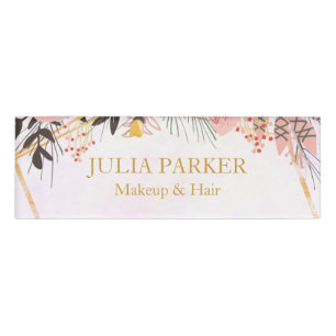 Goldrosa Blumen Namenschild