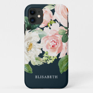 Goldrosa Elfenbein Aquarellblume mit Ihrem Namen Case-Mate iPhone Hülle