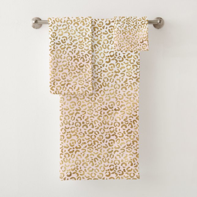 Goldrosa Leopardrucke     Badhandtuch Set (Insitu)