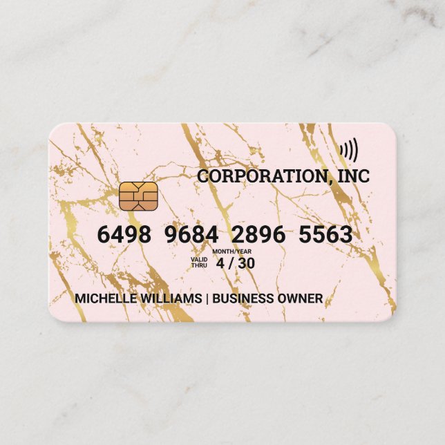 Goldrosa Marmor | Debt-Card-Stil Visitenkarte (Vorderseite)