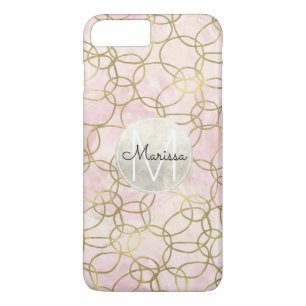 Goldrosa Watercolor kreist abstraktes Monogramm Case-Mate iPhone Hülle