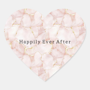 Goldrosé Rosenblüten Florale Hochzeit Herz-Aufkleber