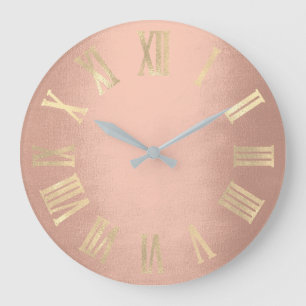 GoldRosen-Goldminimales Metall Silk römisches Große Wanduhr