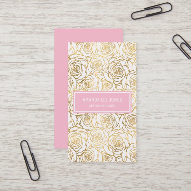 GoldRosen mit Rosa Visitenkarte (Vorderseite/Rückseite Beispiel)
