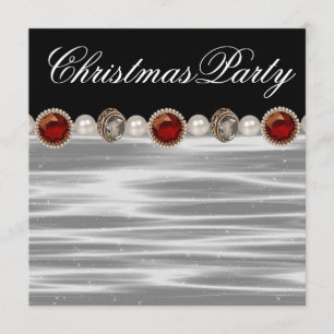 Goldrot Schwarz-weißes Weihnachtsfest Party Einladung