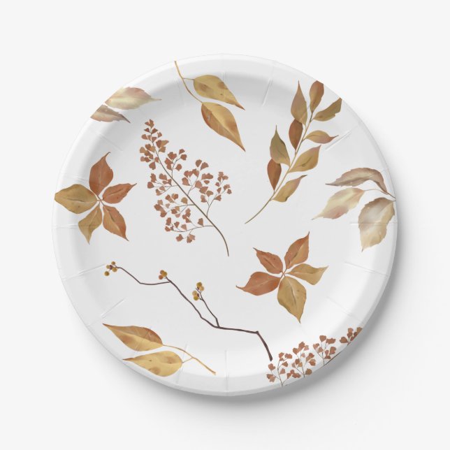 Goldrust-Herbstlaub Erntedank Friendsgiving Pappteller (Vorderseite)