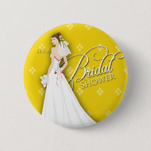 Goldrute und weißes Vintages Brautparty-Button Button