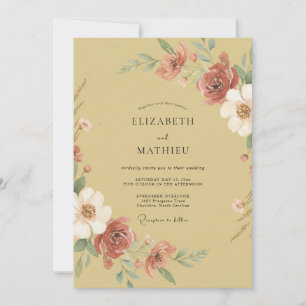 Goldruten-Malerische Blumige Hochzeit Einladung