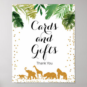Goldsafari-Tier Wasserfarbkarten und Geschenkzeich Poster