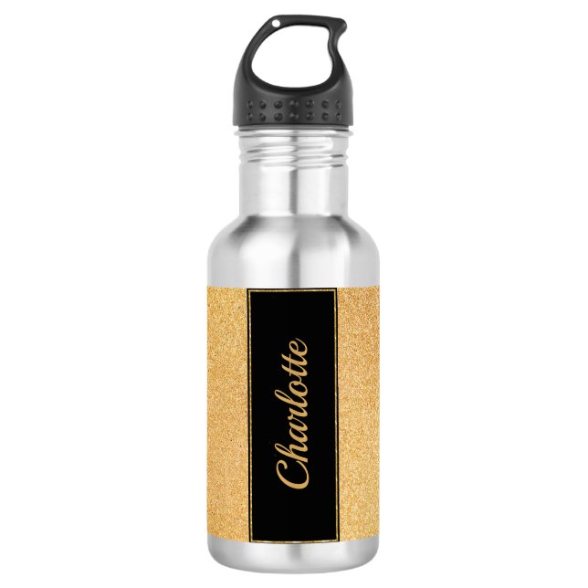 Goldsandy-Glitzer Edelstahlflasche (Vorderseite)