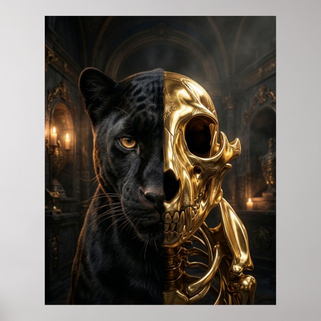 Goldschädel-Panther-Porträt Poster (Vorne)