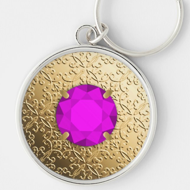 Goldschatten mit einem Amethyst-Edelstein für Imit Schlüsselanhänger (Vorne)