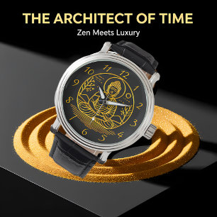 Goldschauender Buddha sitzt in der serenischen Med Armbanduhr