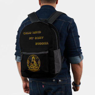 Goldschauender Buddha sitzt in der serenischen Med Bedruckter Rucksack