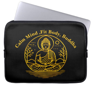 Goldschauender Buddha sitzt in der serenischen Med Laptopschutzhülle