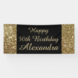 Goldschein-50. Geburtstags-Party-Fahne Banner