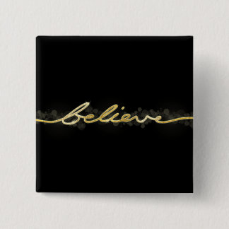 Goldschein-Blick Bokeh glauben Weihnachten Button