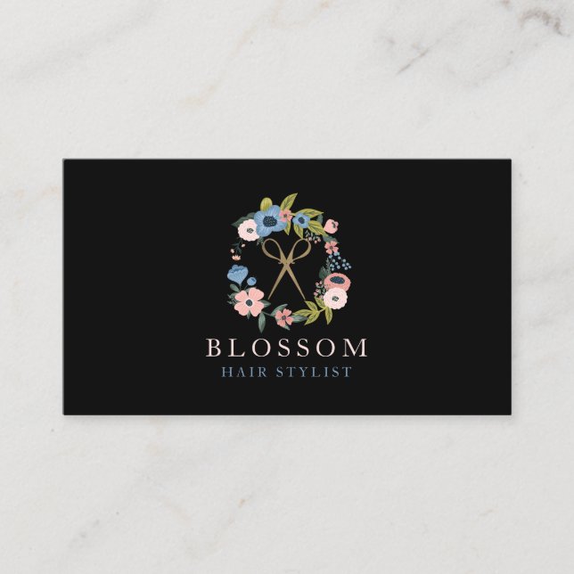 Goldschere Blumenschmuck-Salon für das Haar Stylis Visitenkarte (Vorderseite)