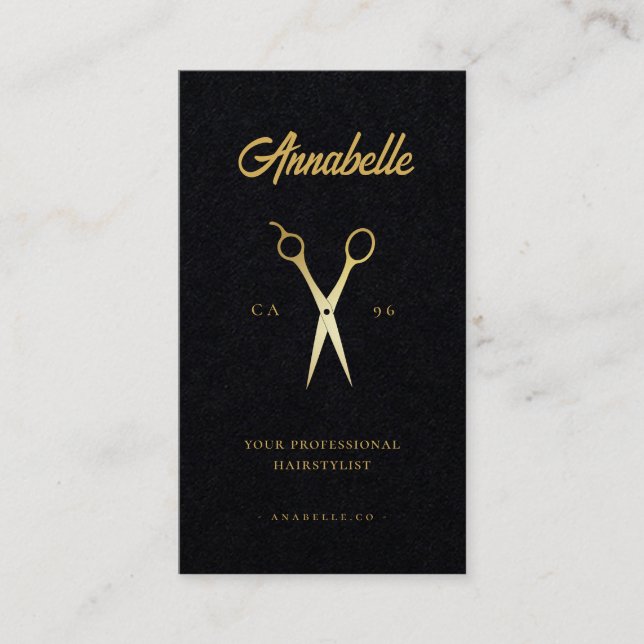 Goldschere Friseursalon Barbershop Qr Code Visitenkarte (Vorderseite)