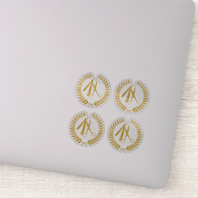 Goldschere Friseursalon Logo-Umriss Aufkleber (Detail)