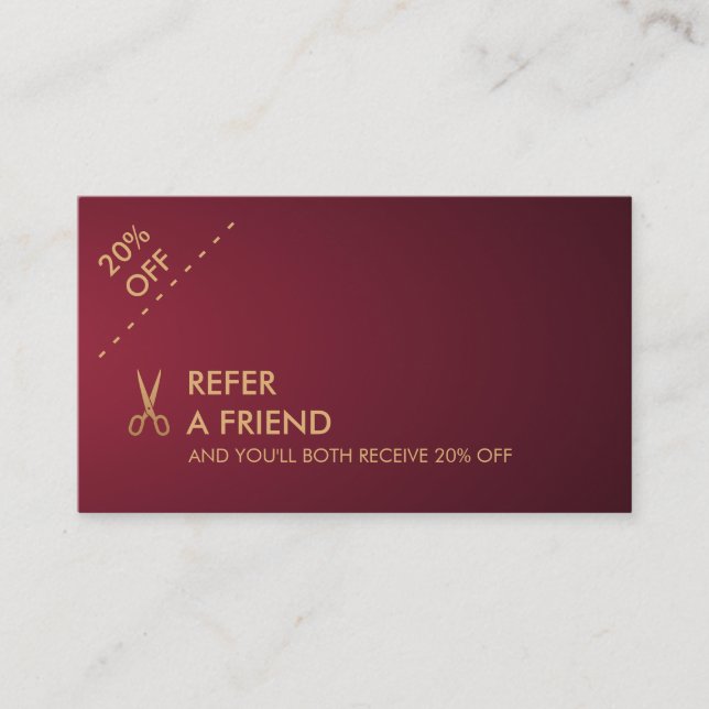 Goldschere Hair Stylist Wine Gradient Referenz Visitenkarte (Vorderseite)