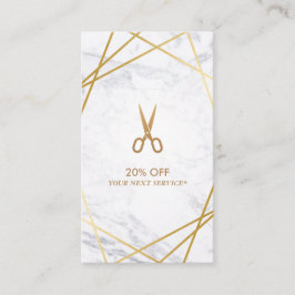 Goldschere Marmor HairStylist Discount Vertikal Visitenkarte