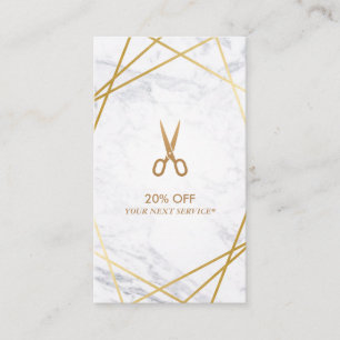 Goldschere Marmor HairStylist Discount Vertikal Visitenkarte