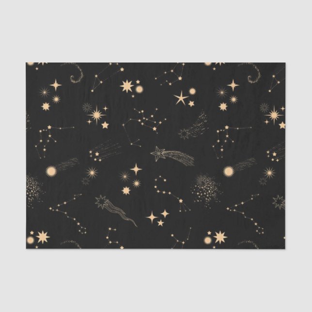 Goldschießsterne comicieren Himmel Nacht Seidenpapier (Vorderseite)