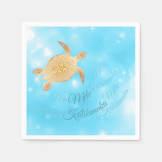 Goldschildkröte | Hawaiianische Weihnachten | Serviette (Vorderseite)