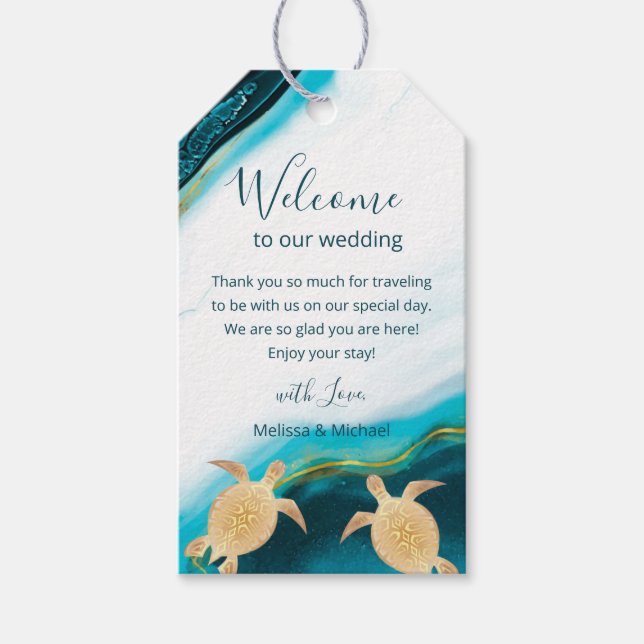 Goldschildkröten Beach Hochzeitsnacht Geschenkanhänger (Vorderseite)