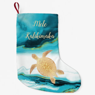 Goldschildkrötenstamm Aquamariner Marmor Mele Kal Kleiner Weihnachtsstrumpf