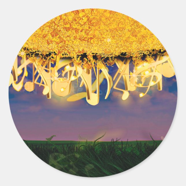 Goldschimmernde Notizen Runder Aufkleber (Vorderseite)