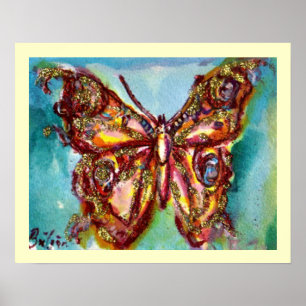 GOLDSCHMETTERLING IN BLAU POSTER