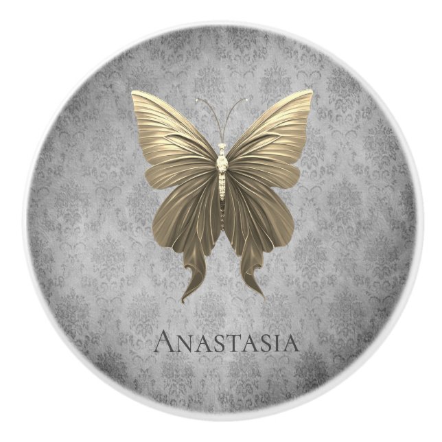 Goldschmetterling Keramikknauf (Vorderseite)