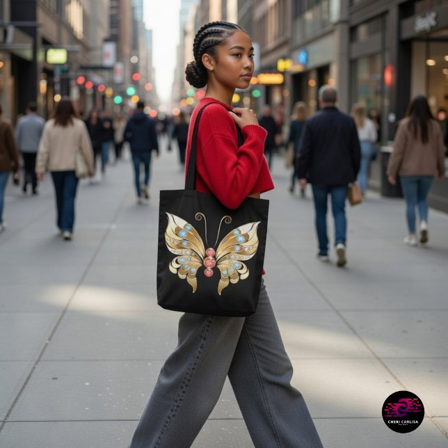 Goldschmetterling mit Edelsteinen Tasche (Walking into the city like the main character 🦋✨)