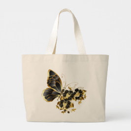 Goldschmetterling mit schwarzem Orchid Jumbo Stoffbeutel