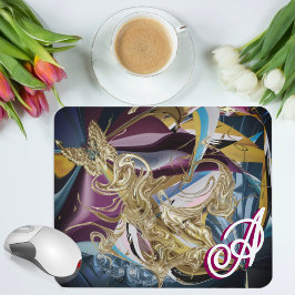 Goldschmetterling "nebelartig" Monogramm flüssig A Mousepad