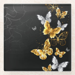 Goldschmetterlinge Glasuntersetzer