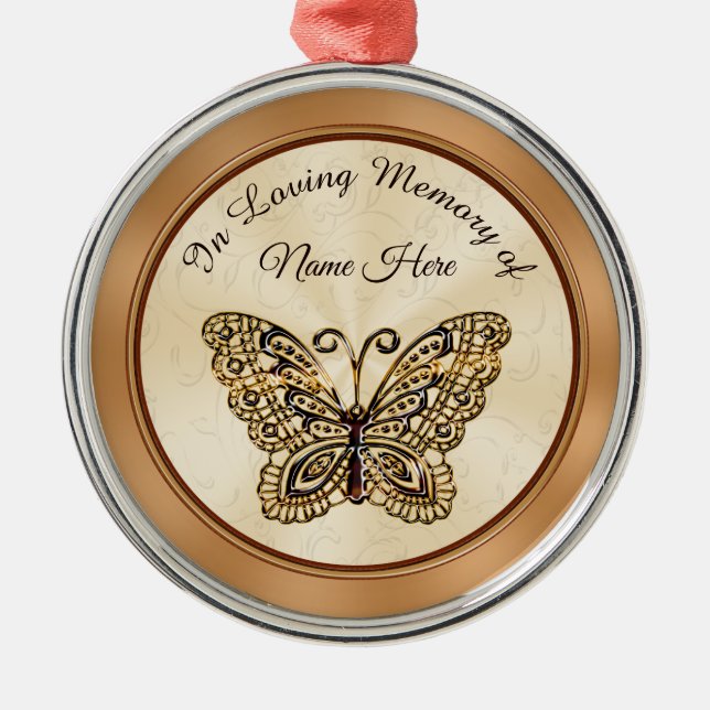 Goldschmetterlings-personalisierte Ornament Aus Metall (Vorne)