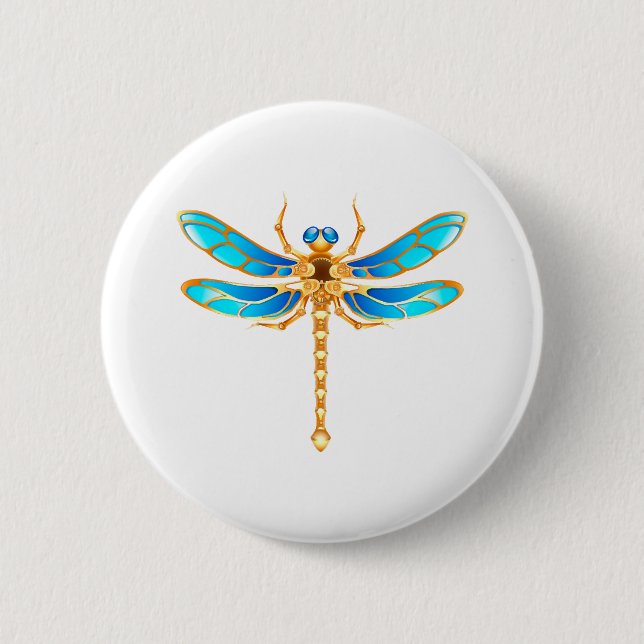 Goldschmuck-Libelleninsekt-Vip-Fundus-Vektorbild Button (Vorderseite)