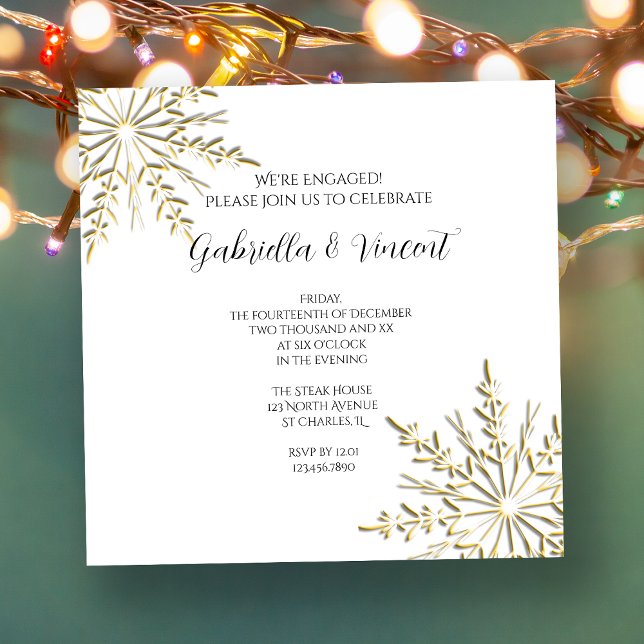 Goldschneeflocke der White Winter Engagement Party Einladung (Von Creator hochgeladen)