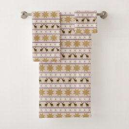 Goldschneeflocke Hirsche Nordic Muster Badhandtuch Set
