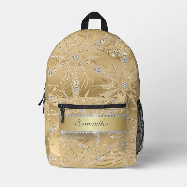 Goldschneeflocke mit Sparkle Diamant Individuelle  Bedruckter Rucksack (Vorderseite)