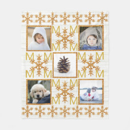 Goldschneeflocke Optionales Monogramm 5-Foto Fleecedecke