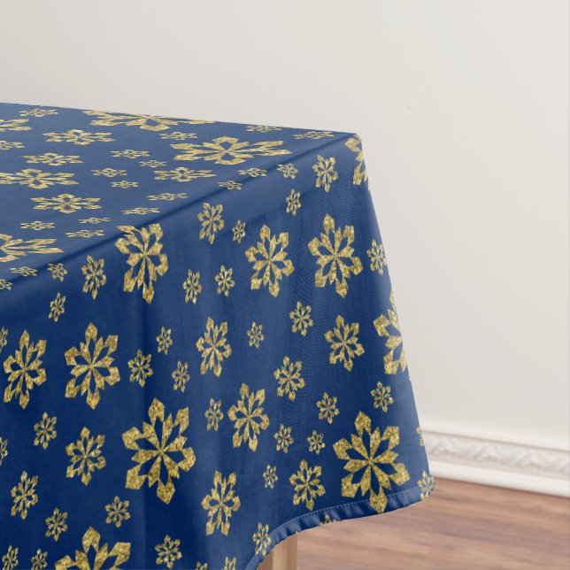 Goldschneeflocken auf Blau Tischdecke (Beispiel)