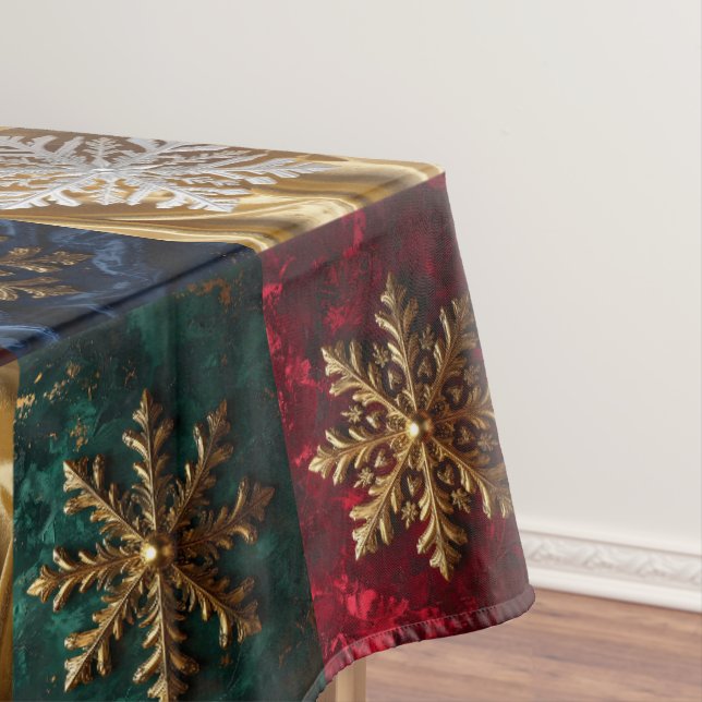 Goldschneeflocken auf dem Bild von Velvet Tischdecke (Beispiel)