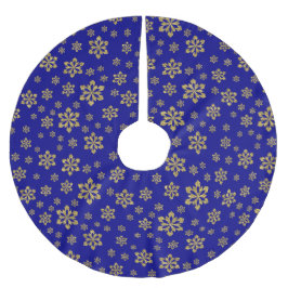 Goldschneeflocken Blau Polyester Weihnachtsbaumdecke
