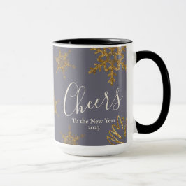 Goldschneeflocken jubeln auf das Lila neue Jahr Tasse