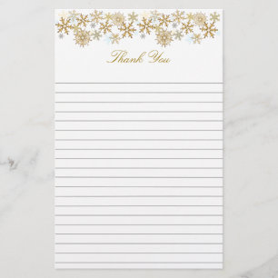 Goldschneeflocken Linierte Weihnachten Danke Papie Briefpapier
