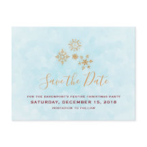 Goldschneeflocken Save the Date auf Blauer Frost